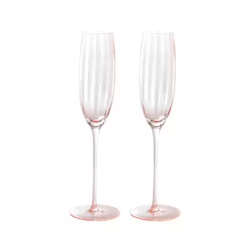 Sister.ly Drinkware Pink Champagne Glasses/Pink Champagne Flutes, Set of 2, 7 oz. - Celebrate Life One Glass at a Time