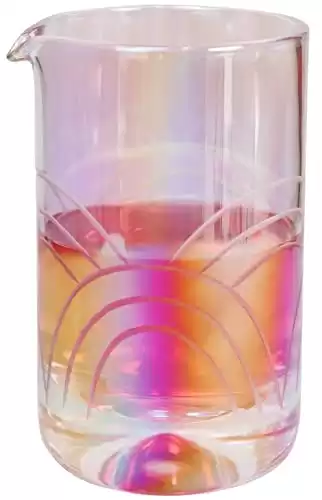 Lexenic Cocktail Mixing Glass18oz,Crystal Iridescent and Seamless,Bartender Accessory for Crafting Classic Cocktails like Martini, Negroni, Manhattan, and Old Fashioned (Rainbow Aurora)