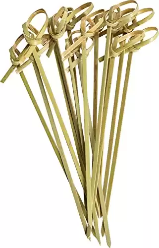 [300 Count] Bamboo Knot Picks – 4.75 Inch Appetizer, Sandwich, & Cocktail Drinks Skewer Toothpicks