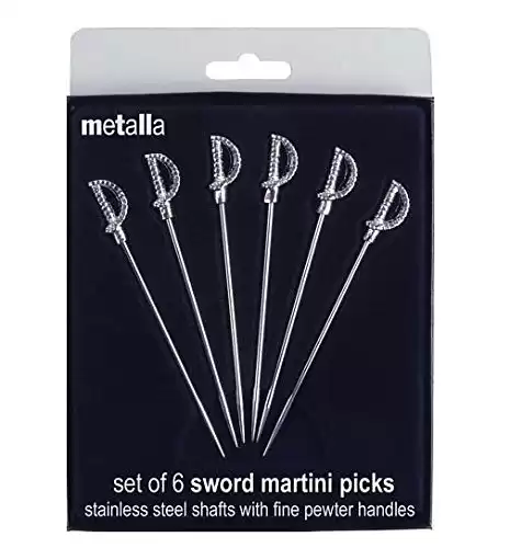 Prodyne Miniature Sword Martini Picks (Set Of 6), 7 x 6 x 1, Metallic