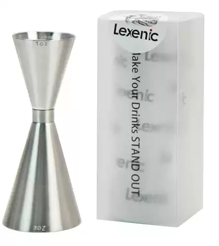 Lexenic 1oz 2oz Double Jigger with Accurate Measurements,Premium 304 Stainless Steel Heavy-Duty Jigger Bar Tool for Bartendding (Matt Silvery Straight Edge)