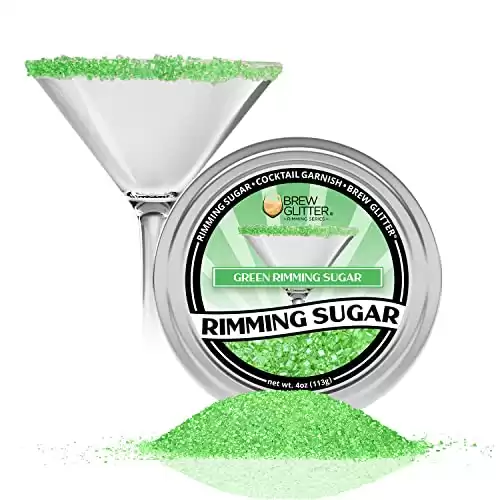 Brew Glitter Rimming Sugar - Green (4oz) | Drink Rimmer for Beverages, Cocktails, Margaritas