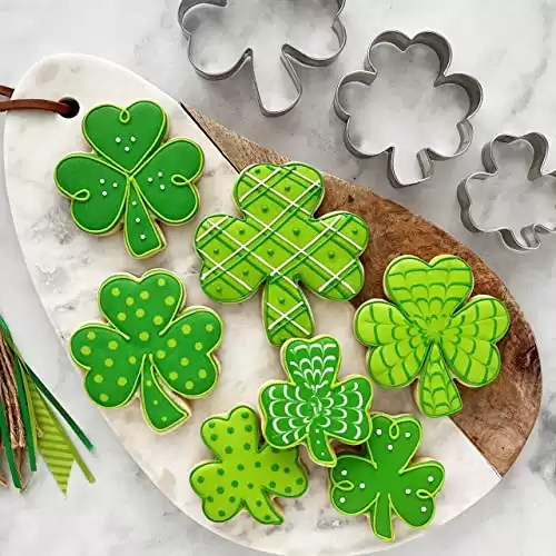 Shamrock Cookie Cutters 3-Pc. Set Made in the USA by Ann Clark, Mini, Medium, and Large Shamrock