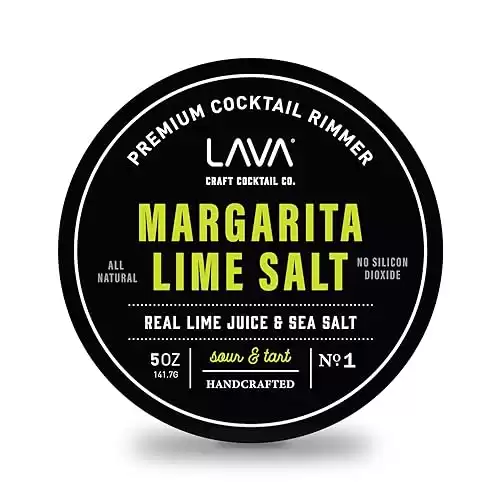 LAVA Premium Margarita Lime Sea Salt Cocktail Rimmer, All Natural Margarita Rimmer Sea Salt Rocks, Real Lime, Tart & Sour, No Silicon Dioxide, with Easy Screw-On Lid - 6oz