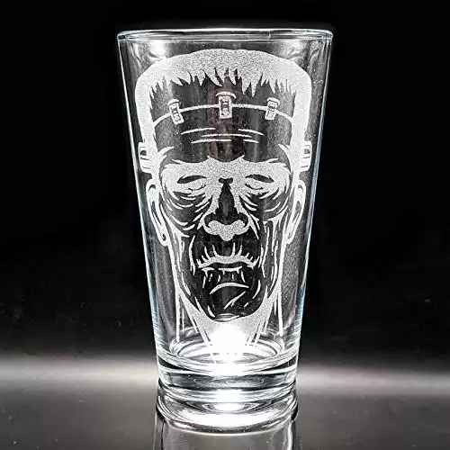 FRANKENSTEIN Engraved Beer Pint Glass | Great Monster Scary Halloween Holiday Gift Idea & Decor!