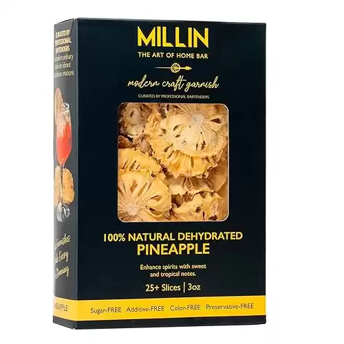 MILLIN Dehydrated Pineapple Garnish for Mixology, Cocktails, Mocktails, Infusion, Decoration | Dry fruit wheels