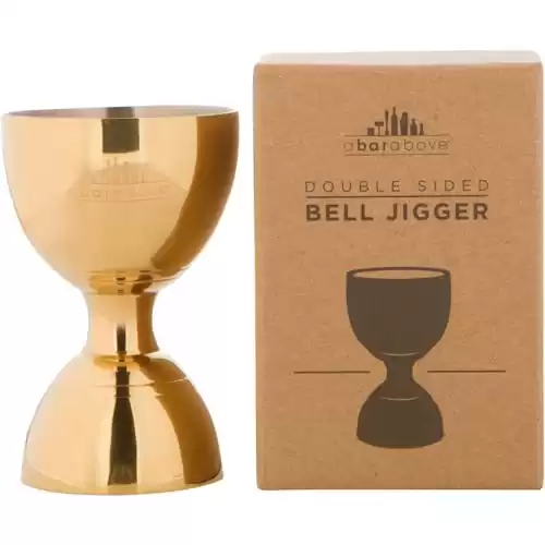 A Bar Above Premium Bell Jigger, With 10 Measurements Inside, Professional and Heavy Duty, 304 Stainless Steel Cocktail Double Jigger for Bartending, 1 Pack, Gold